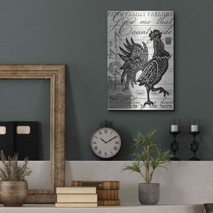 Luxe Metal Art 'Welcome to the Farm Chicken' by Cindy Jacobs, Metal Wall Art,12x16
