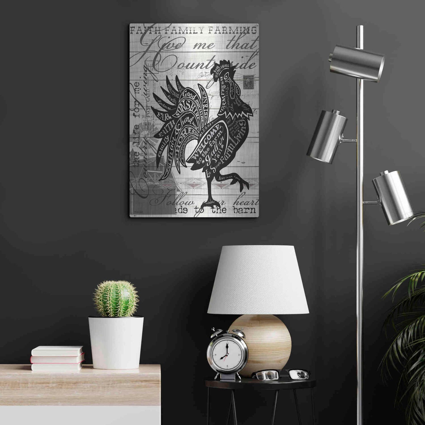 Luxe Metal Art 'Welcome to the Farm Chicken' by Cindy Jacobs, Metal Wall Art,16x24