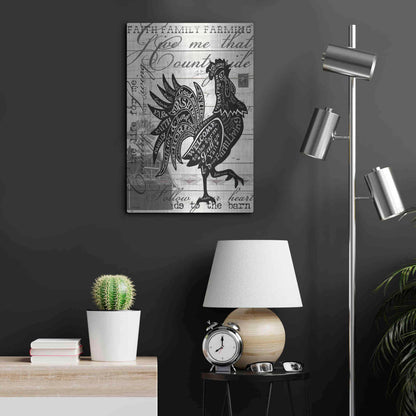 Luxe Metal Art 'Welcome to the Farm Chicken' by Cindy Jacobs, Metal Wall Art,16x24