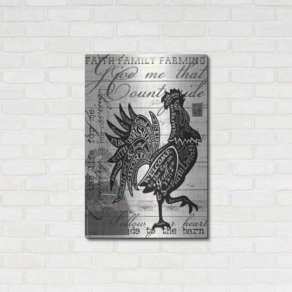 Luxe Metal Art 'Welcome to the Farm Chicken' by Cindy Jacobs, Metal Wall Art,24x36