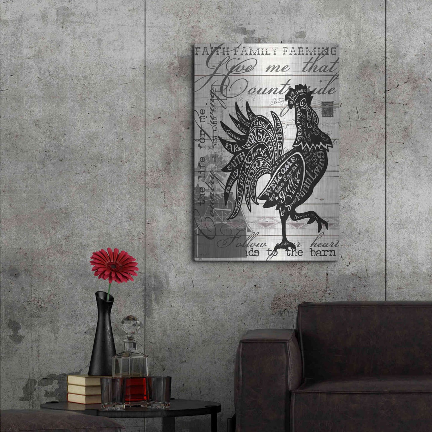 Luxe Metal Art 'Welcome to the Farm Chicken' by Cindy Jacobs, Metal Wall Art,24x36