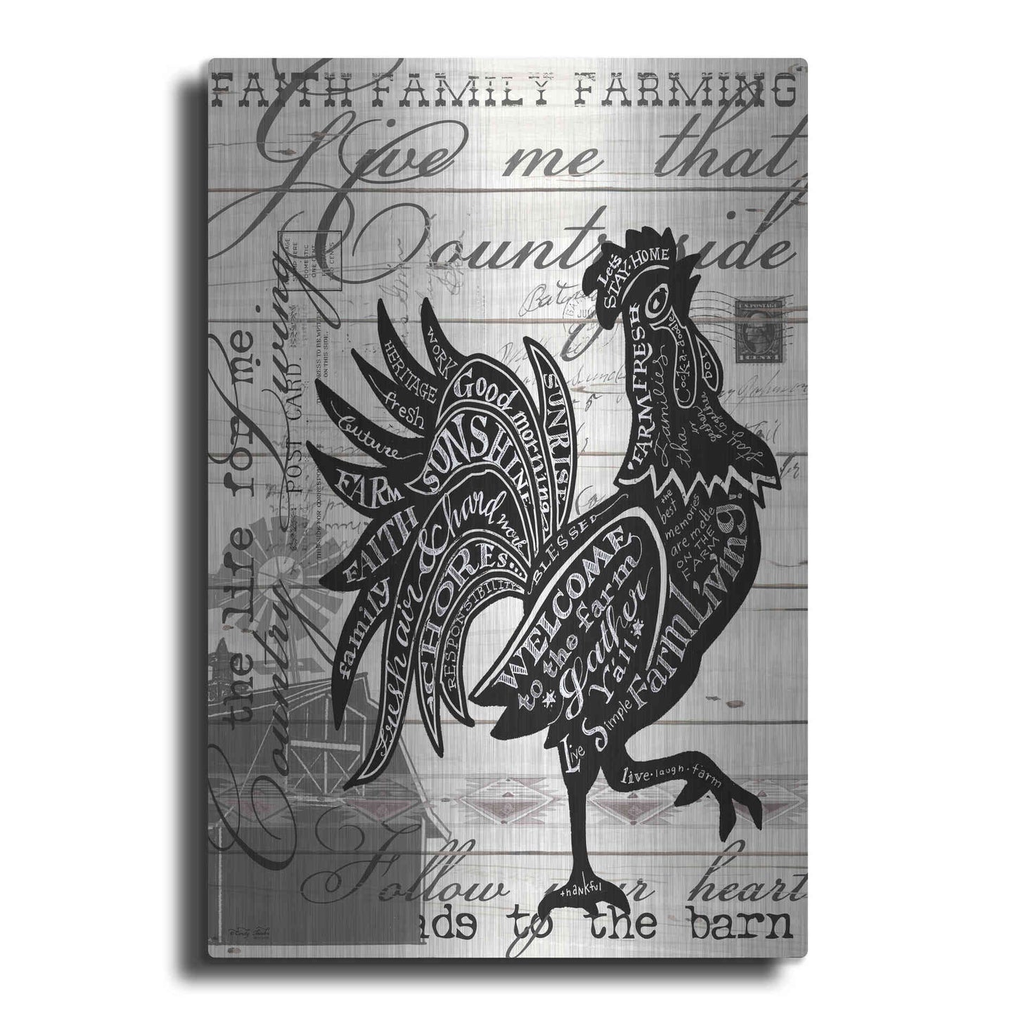 Luxe Metal Art 'Welcome to the Farm Chicken' by Cindy Jacobs, Metal Wall Art