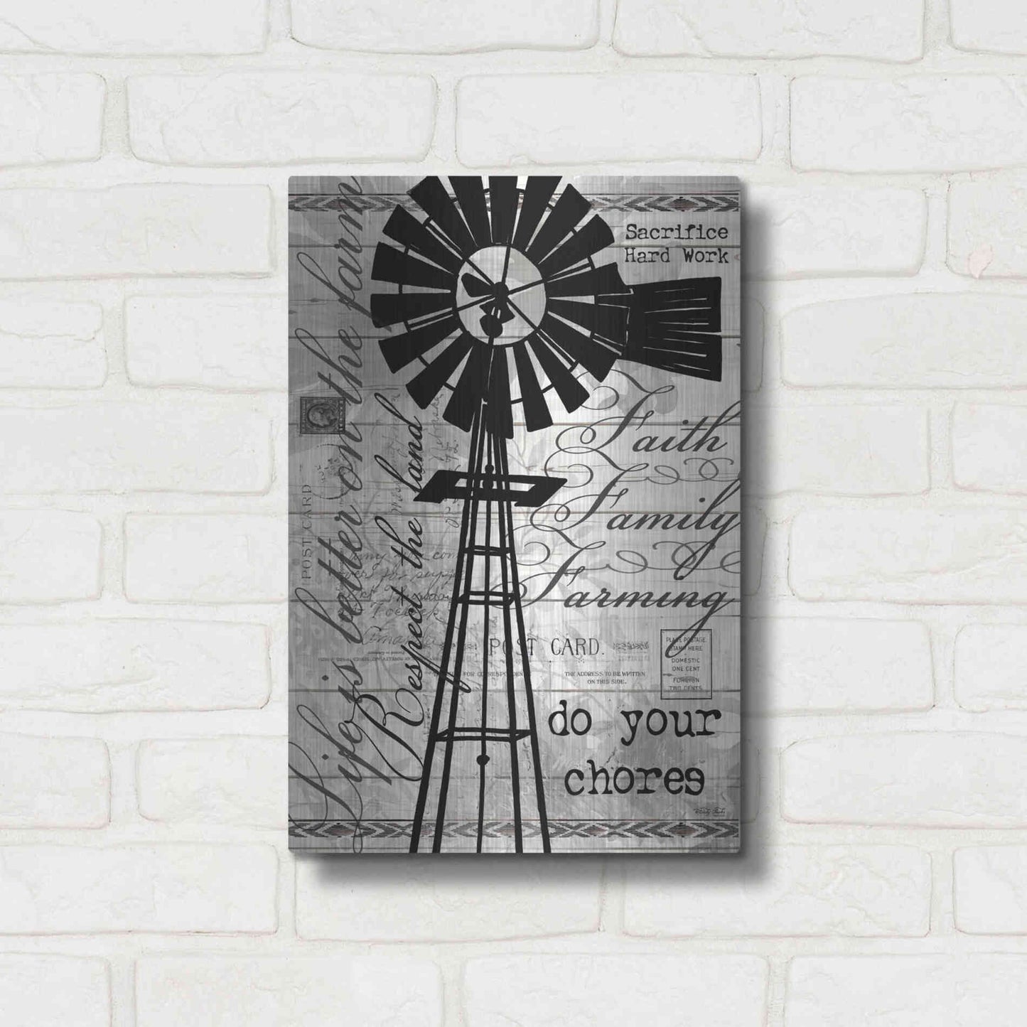 Luxe Metal Art 'Do Your Chores Windmill' by Cindy Jacobs, Metal Wall Art,12x16