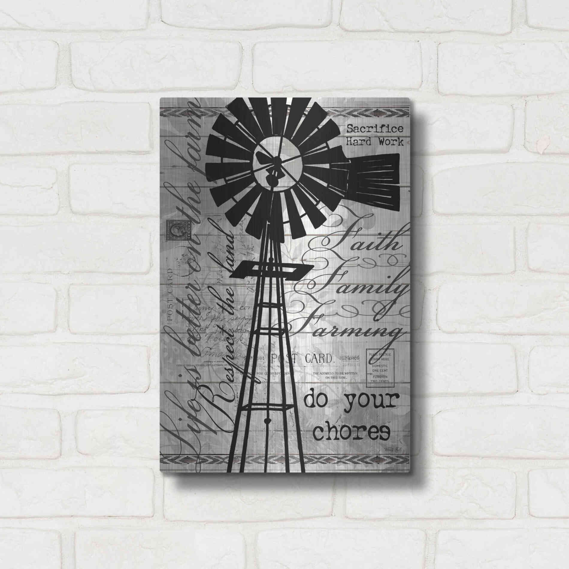Luxe Metal Art 'Do Your Chores Windmill' by Cindy Jacobs, Metal Wall Art,12x16