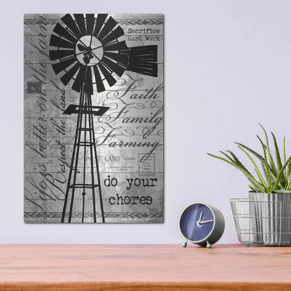 Luxe Metal Art 'Do Your Chores Windmill' by Cindy Jacobs, Metal Wall Art,12x16