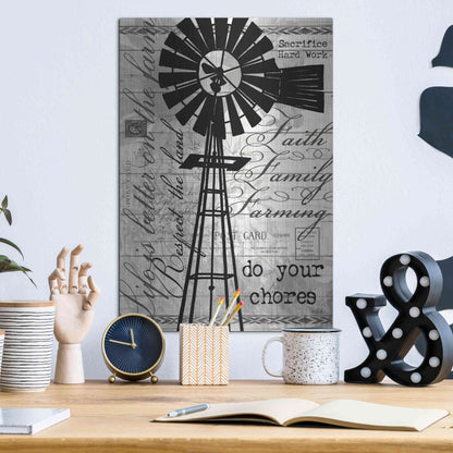 Luxe Metal Art 'Do Your Chores Windmill' by Cindy Jacobs, Metal Wall Art,12x16
