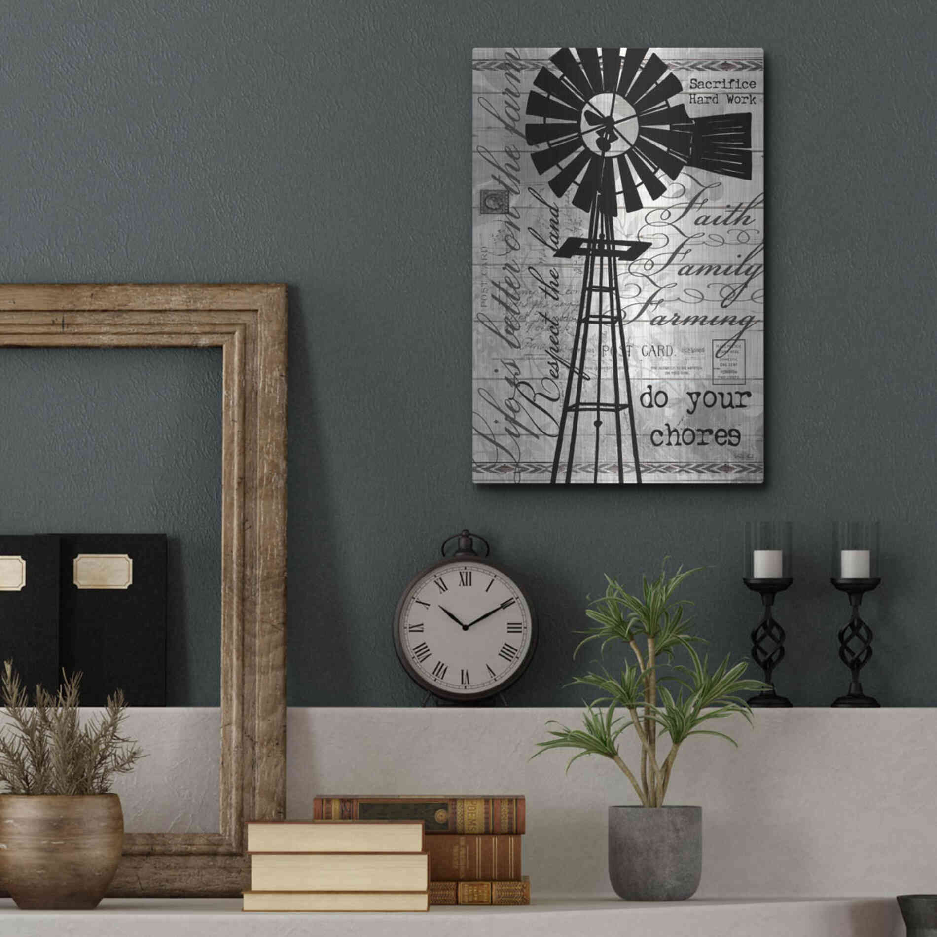 Luxe Metal Art 'Do Your Chores Windmill' by Cindy Jacobs, Metal Wall Art,12x16