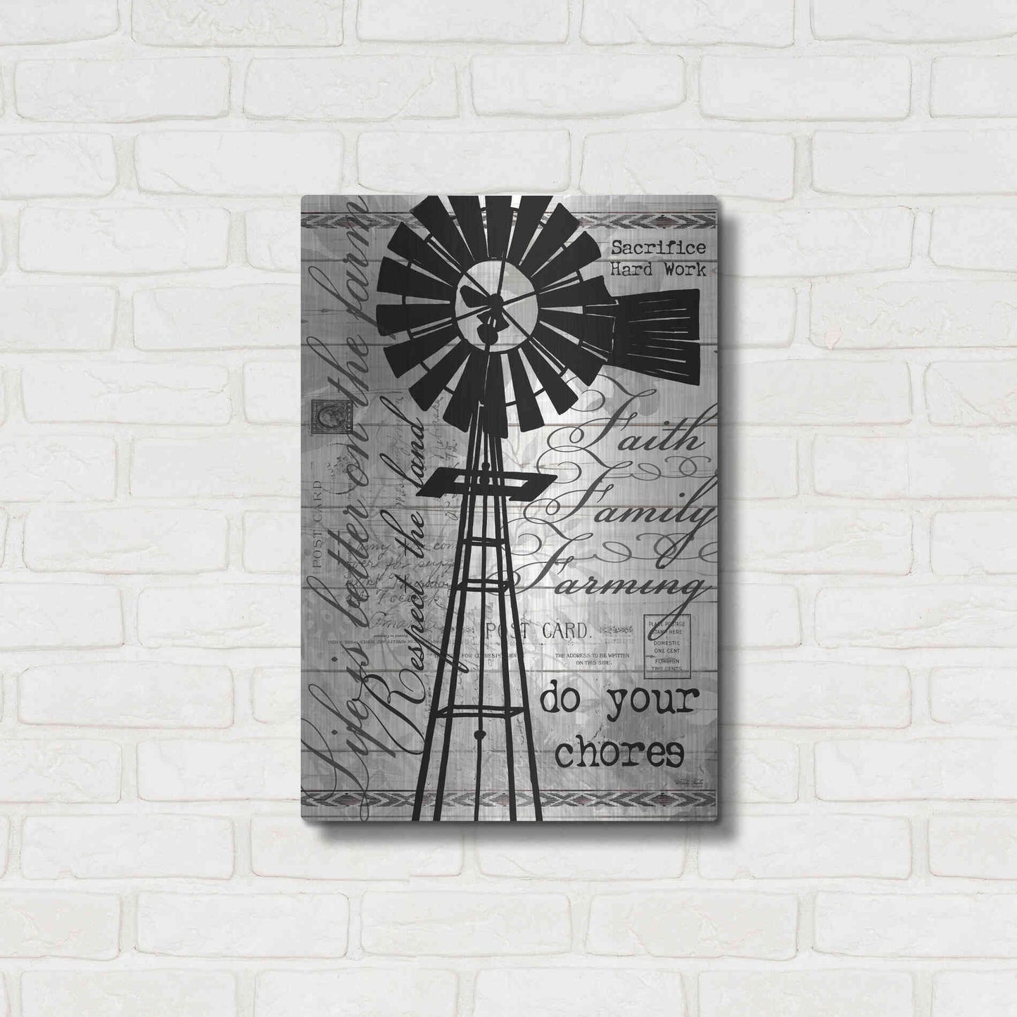 Luxe Metal Art 'Do Your Chores Windmill' by Cindy Jacobs, Metal Wall Art,16x24