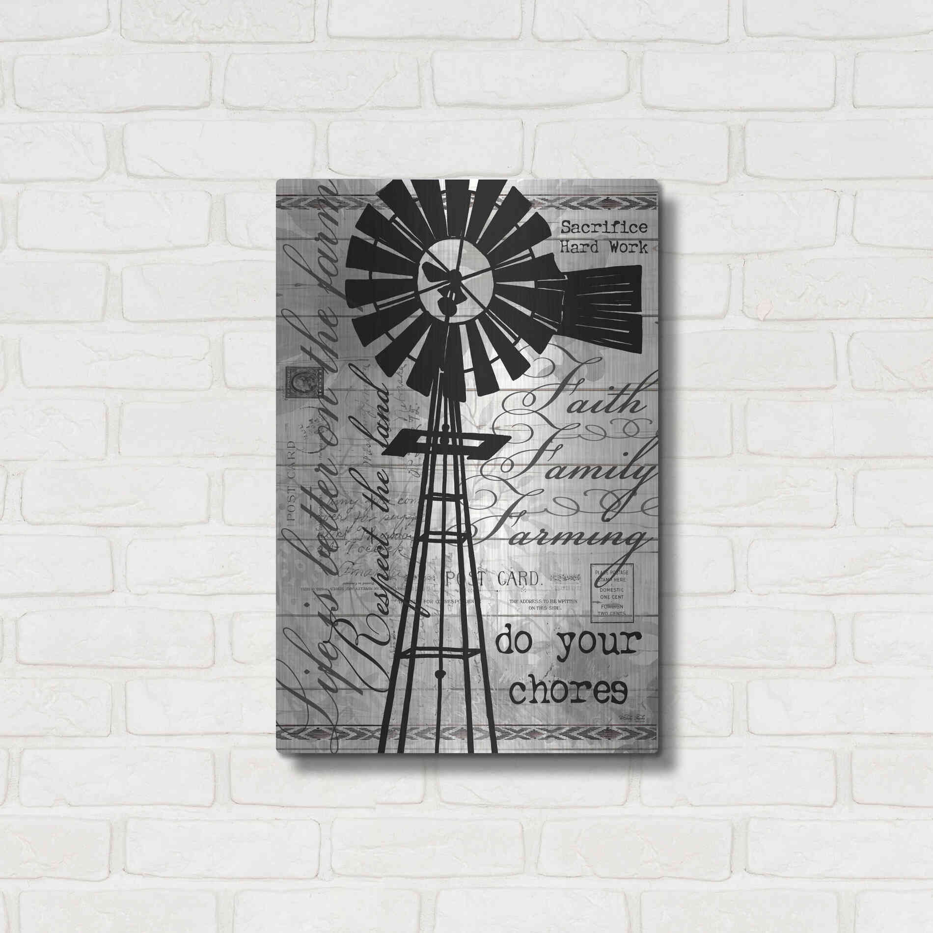 Luxe Metal Art 'Do Your Chores Windmill' by Cindy Jacobs, Metal Wall Art,16x24