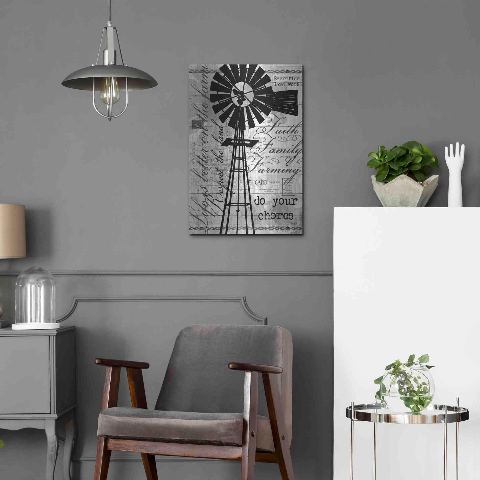 Luxe Metal Art 'Do Your Chores Windmill' by Cindy Jacobs, Metal Wall Art,16x24