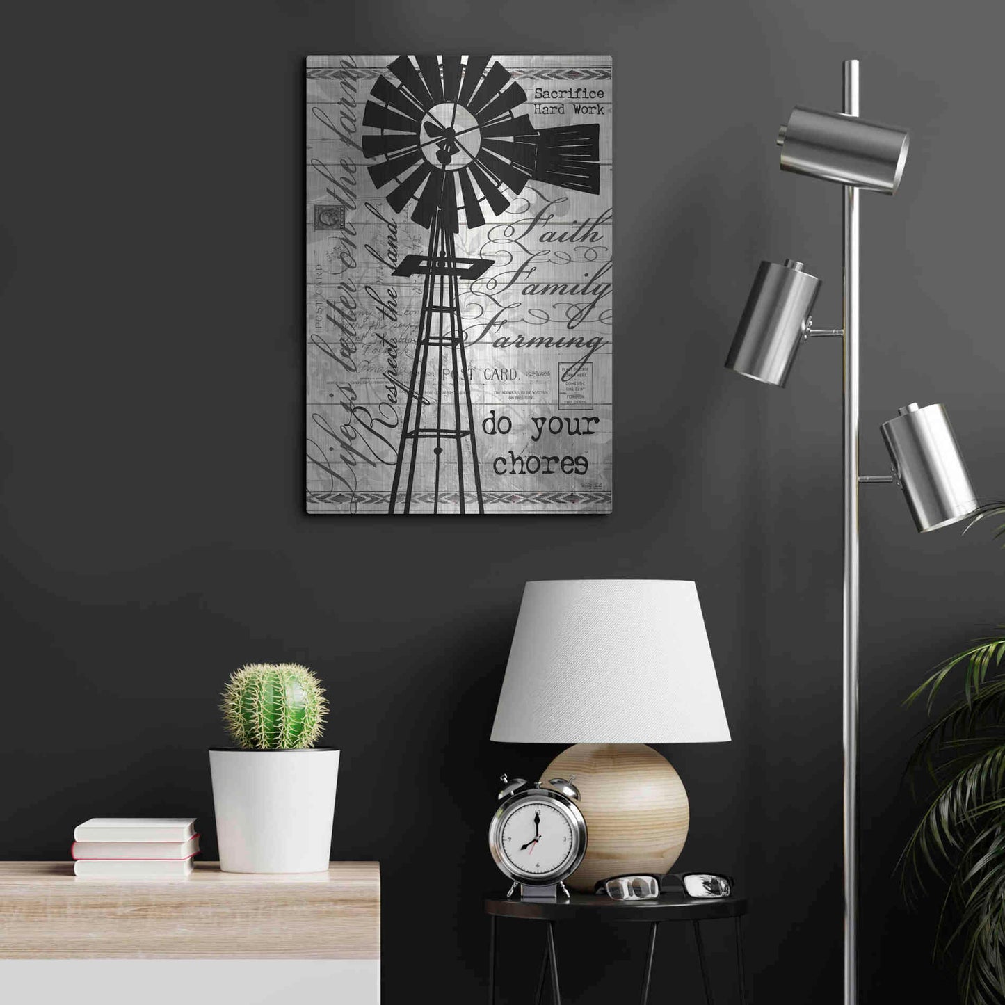 Luxe Metal Art 'Do Your Chores Windmill' by Cindy Jacobs, Metal Wall Art,16x24