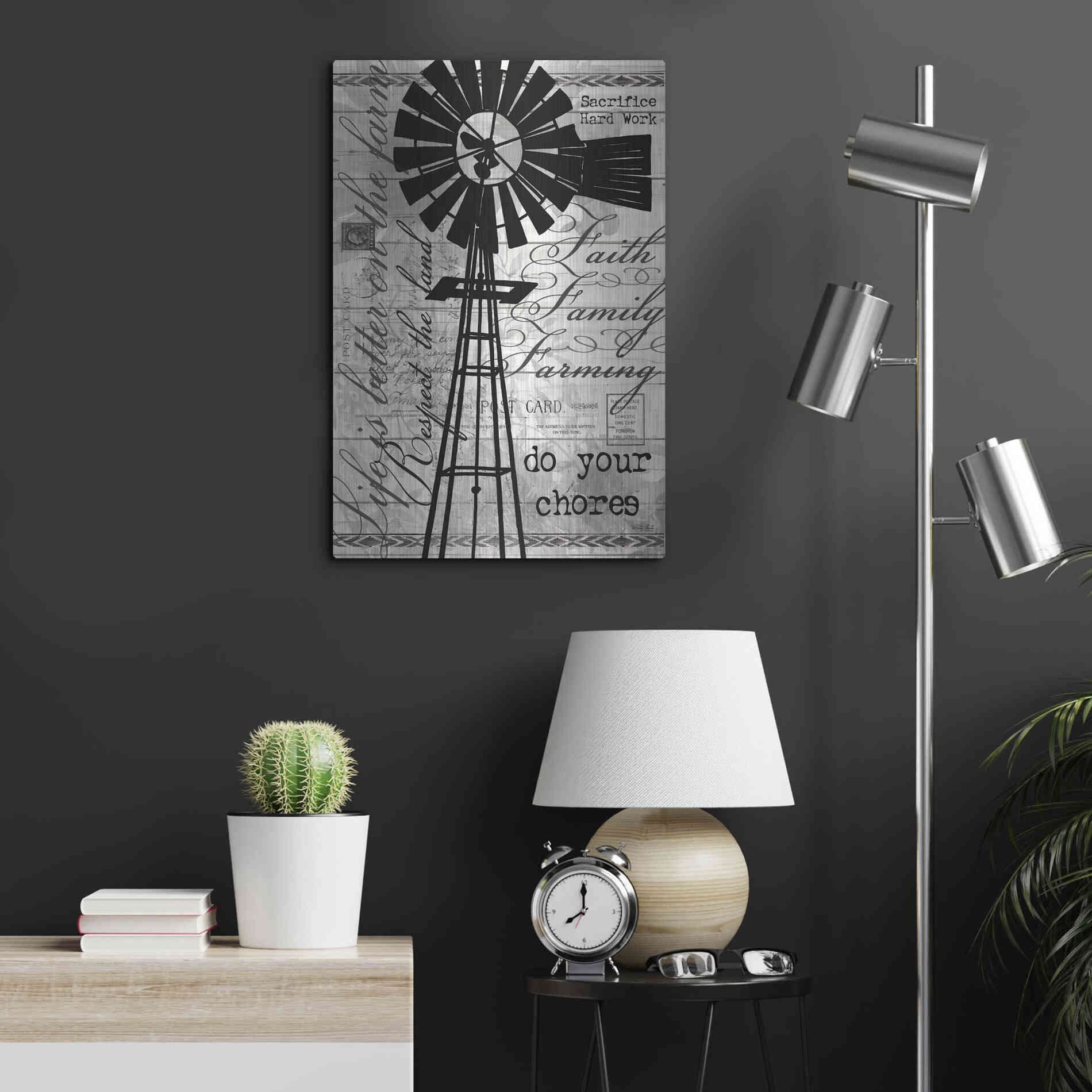 Luxe Metal Art 'Do Your Chores Windmill' by Cindy Jacobs, Metal Wall Art,16x24