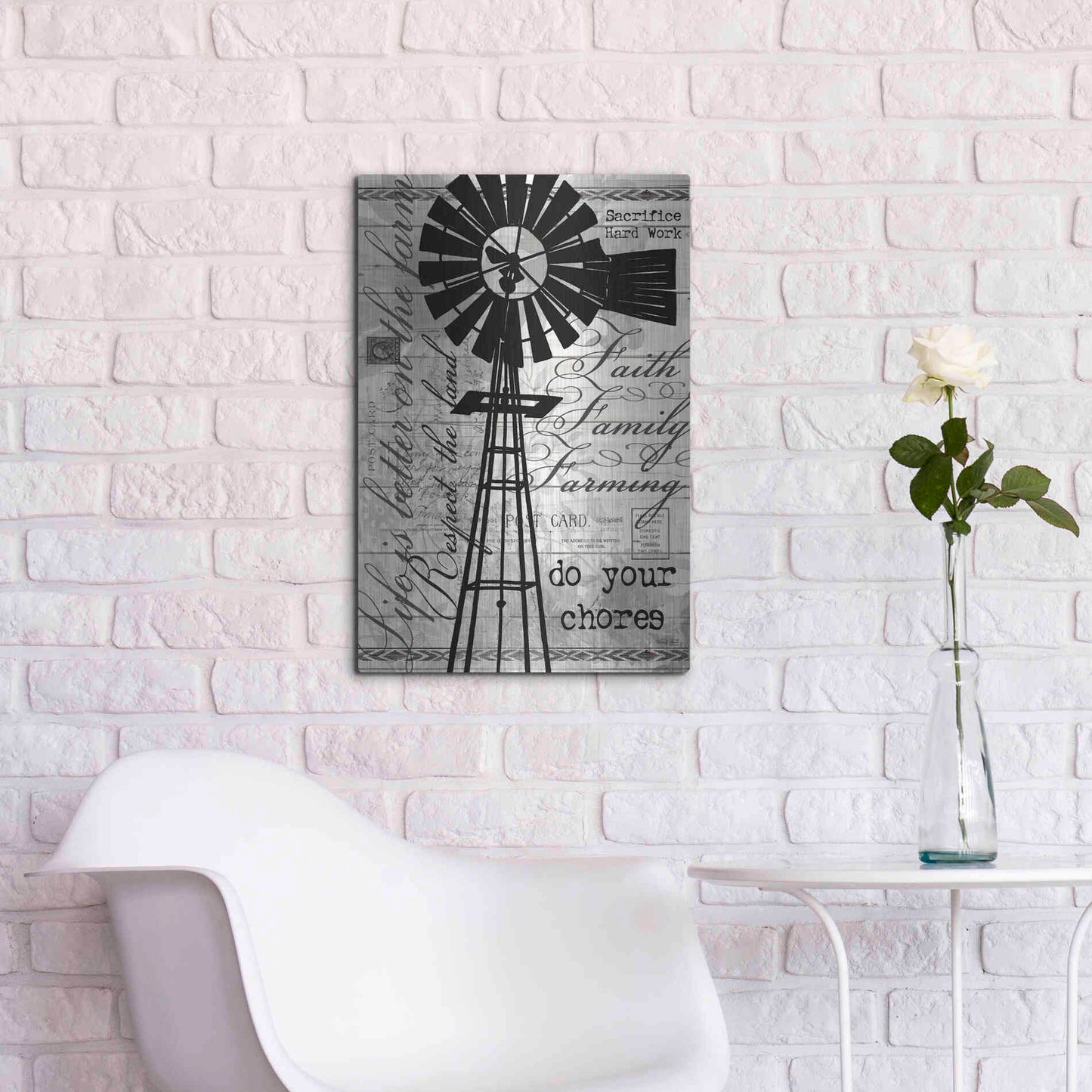 Luxe Metal Art 'Do Your Chores Windmill' by Cindy Jacobs, Metal Wall Art,16x24