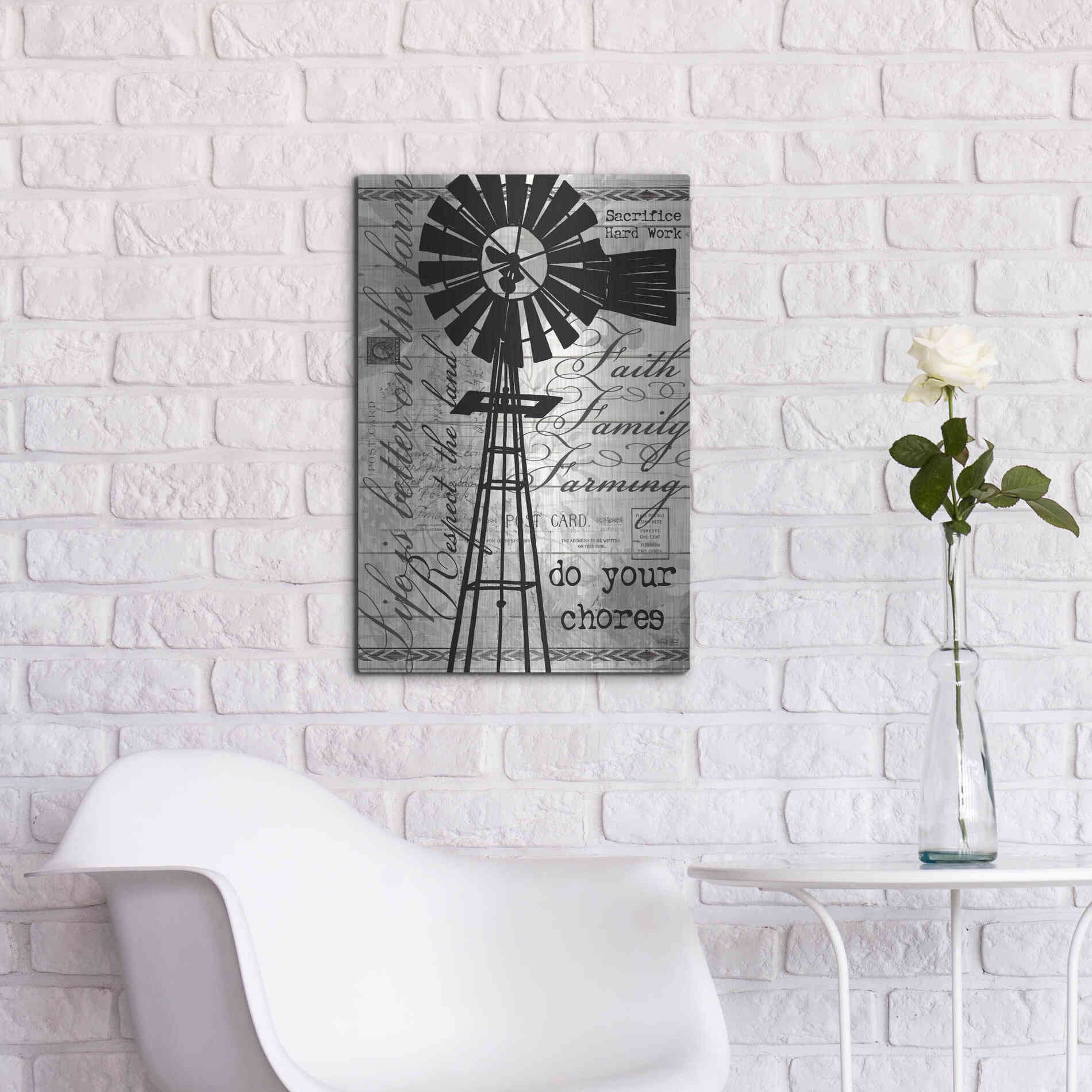 Luxe Metal Art 'Do Your Chores Windmill' by Cindy Jacobs, Metal Wall Art,16x24
