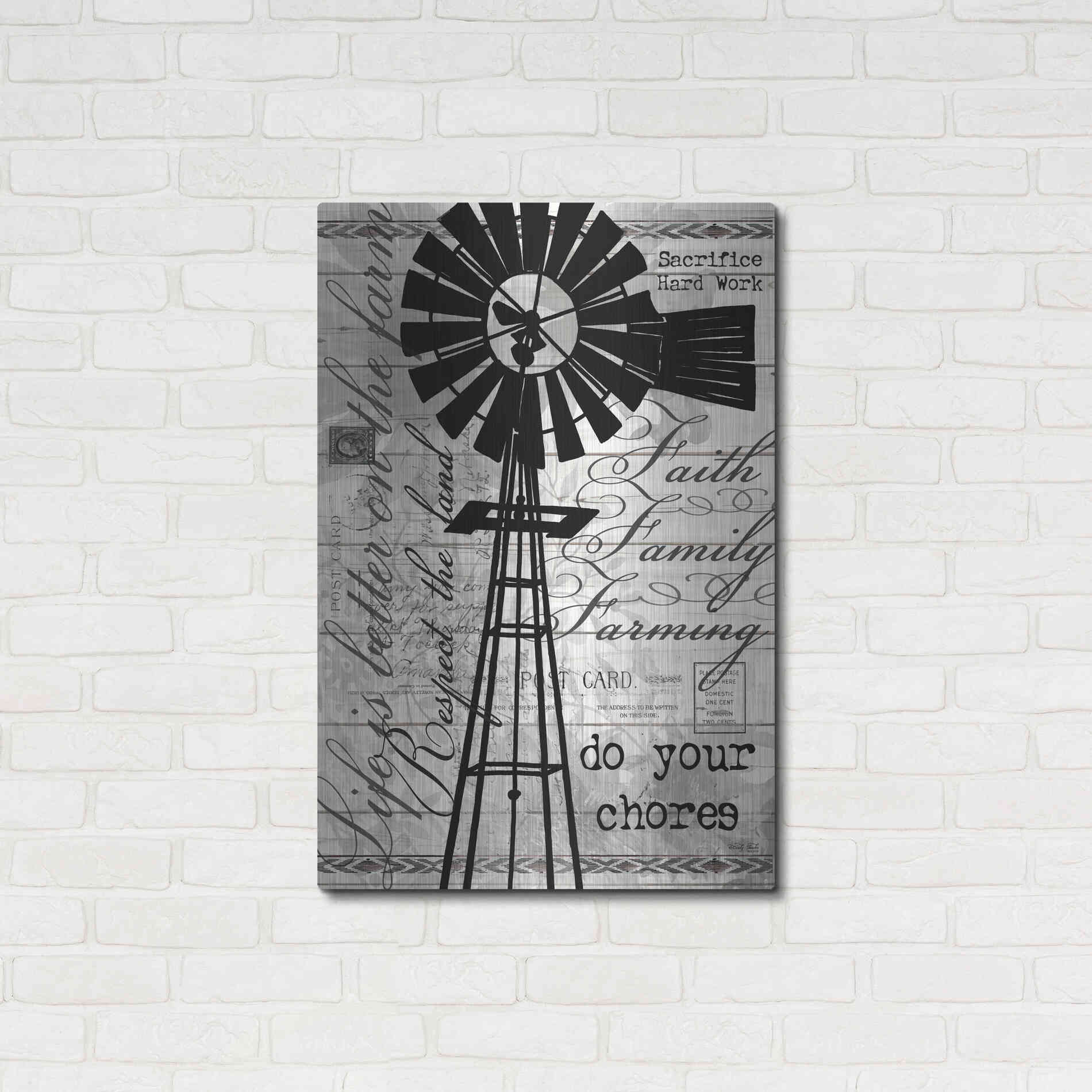 Luxe Metal Art 'Do Your Chores Windmill' by Cindy Jacobs, Metal Wall Art,24x36