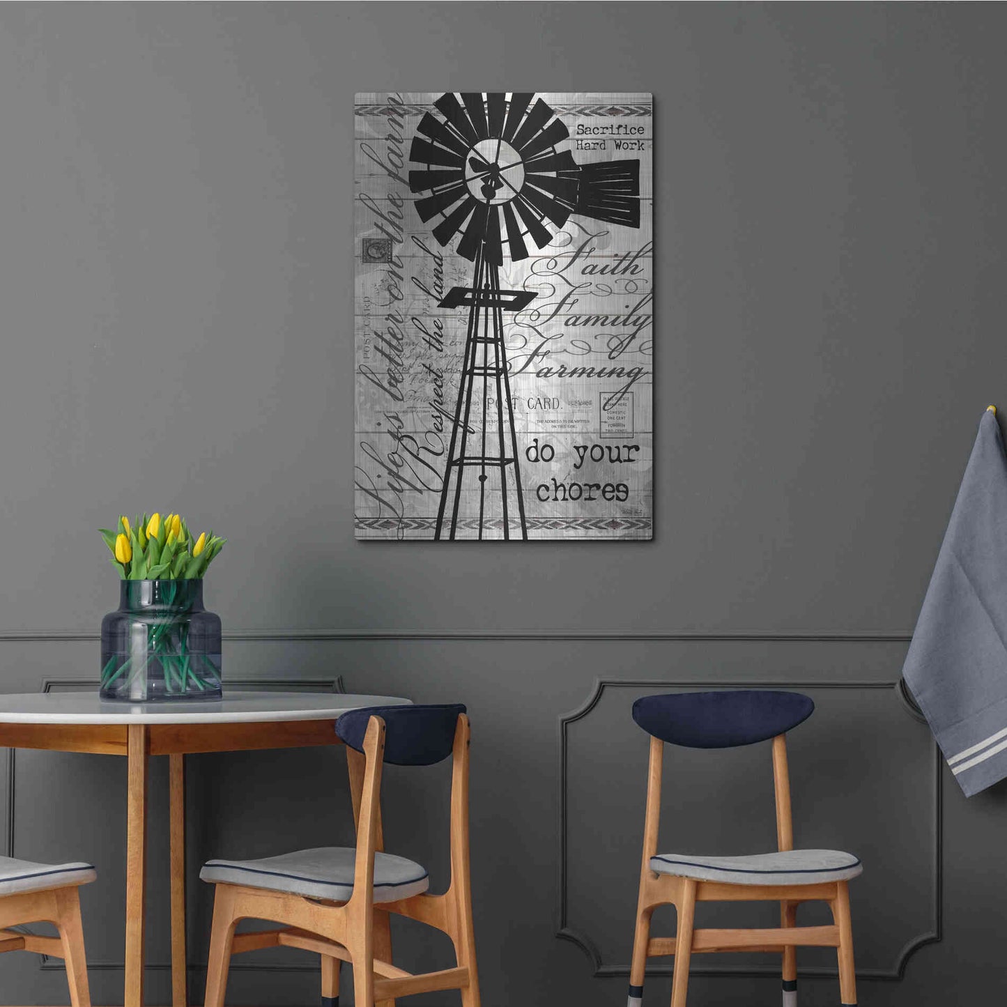 Luxe Metal Art 'Do Your Chores Windmill' by Cindy Jacobs, Metal Wall Art,24x36