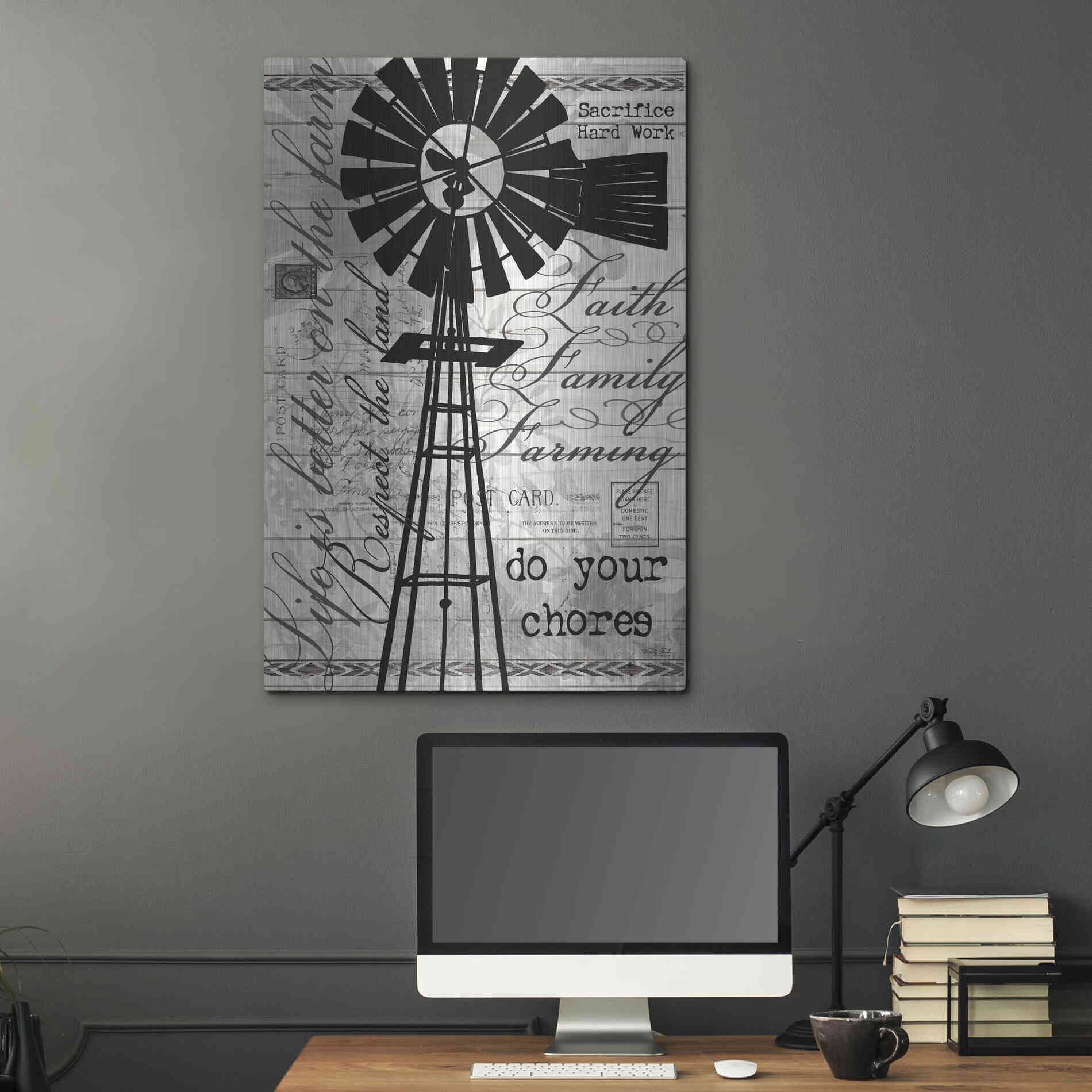 Luxe Metal Art 'Do Your Chores Windmill' by Cindy Jacobs, Metal Wall Art,24x36