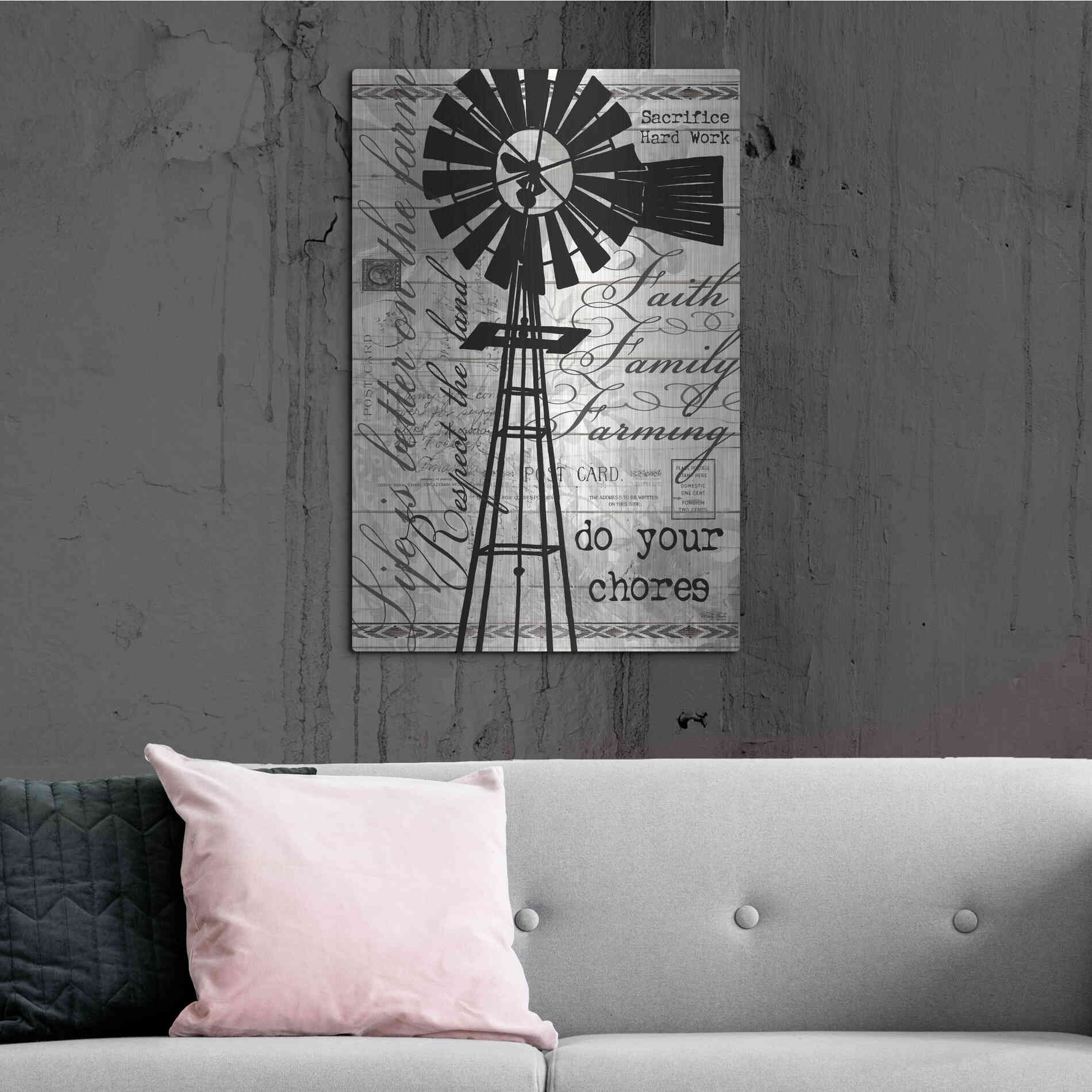 Luxe Metal Art 'Do Your Chores Windmill' by Cindy Jacobs, Metal Wall Art,24x36