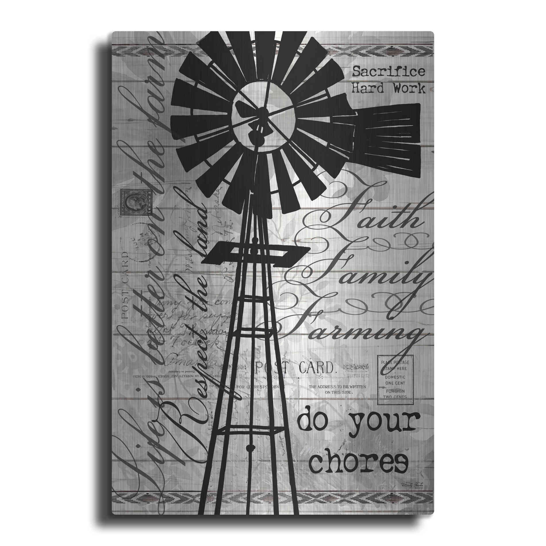 Luxe Metal Art 'Do Your Chores Windmill' by Cindy Jacobs, Metal Wall Art