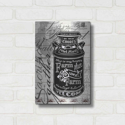 Luxe Metal Art 'Farm Sweet Farm Milk Can' by Cindy Jacobs, Metal Wall Art,12x16