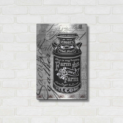 Luxe Metal Art 'Farm Sweet Farm Milk Can' by Cindy Jacobs, Metal Wall Art,16x24