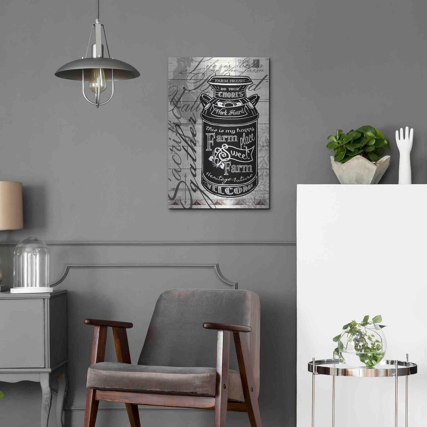 Luxe Metal Art 'Farm Sweet Farm Milk Can' by Cindy Jacobs, Metal Wall Art,16x24