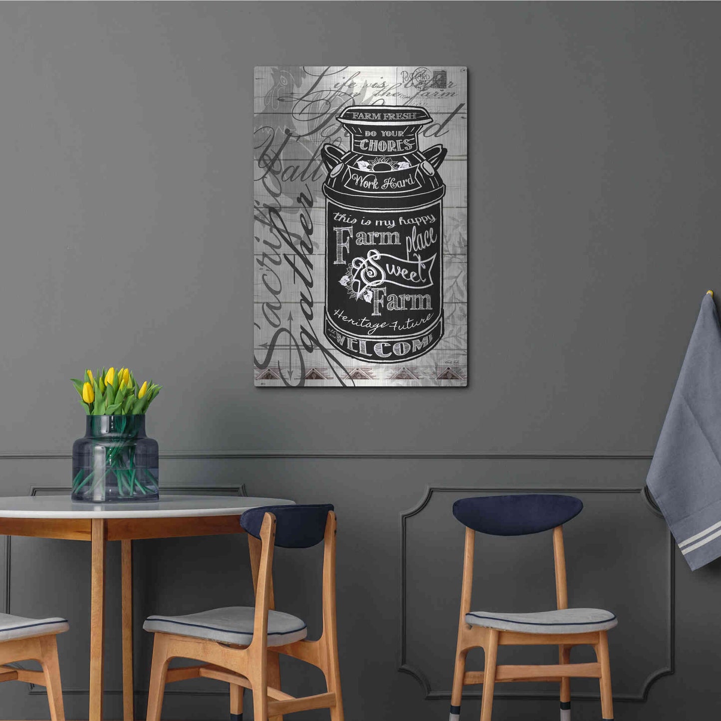 Luxe Metal Art 'Farm Sweet Farm Milk Can' by Cindy Jacobs, Metal Wall Art,24x36