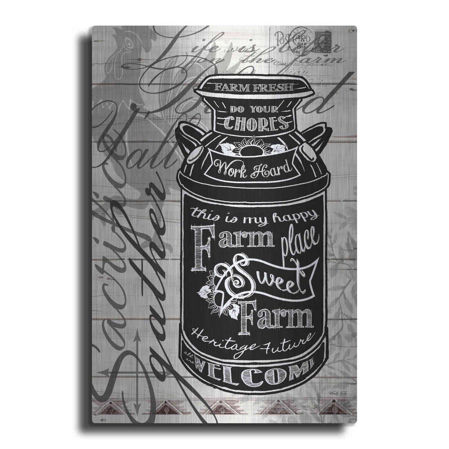 Luxe Metal Art 'Farm Sweet Farm Milk Can' by Cindy Jacobs, Metal Wall Art
