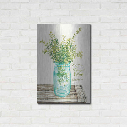 Luxe Metal Art 'Faith, Hope, Love and Eucalyptus' by Cindy Jacobs, Metal Wall Art,24x36