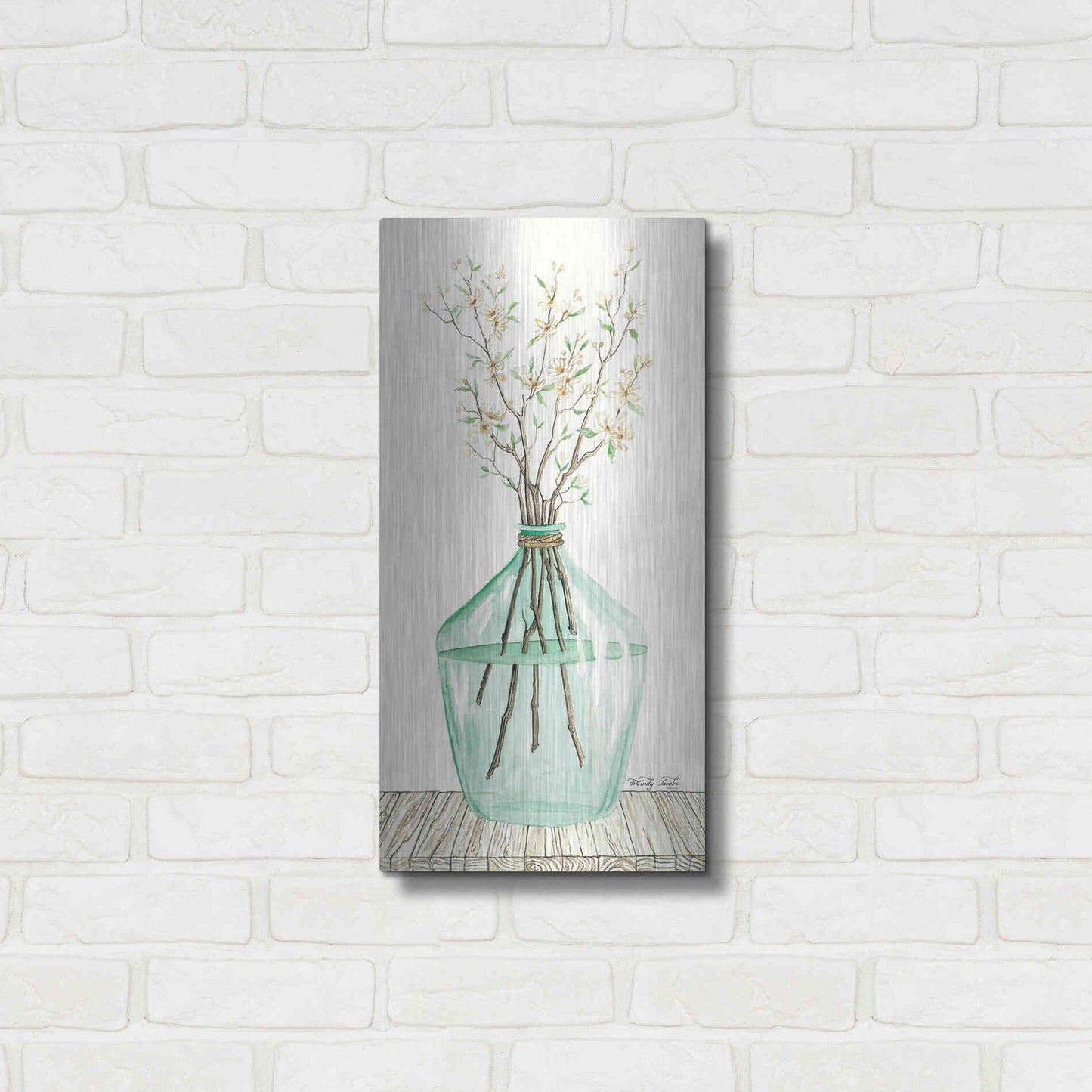 Luxe Metal Art 'Spring Blooms' by Cindy Jacobs, Metal Wall Art,12x24