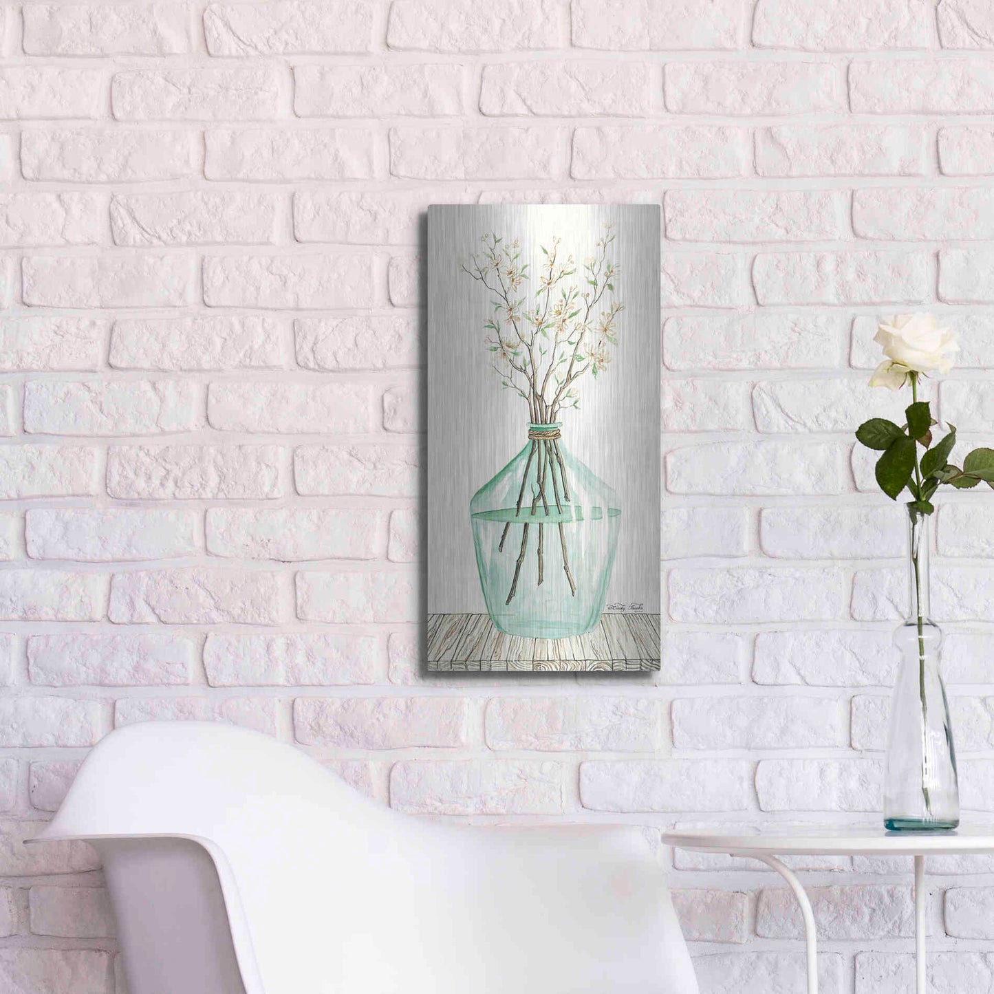 Luxe Metal Art 'Spring Blooms' by Cindy Jacobs, Metal Wall Art,12x24