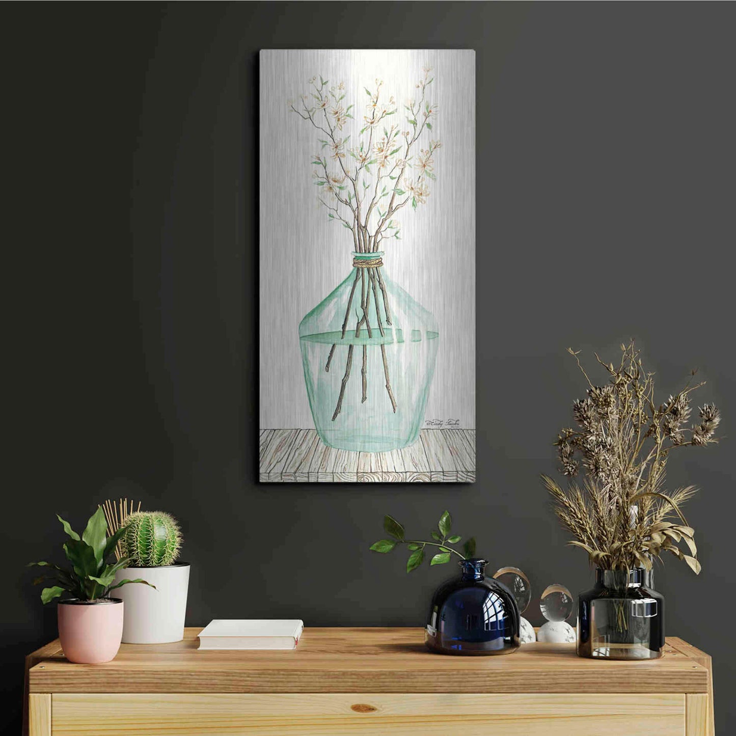 Luxe Metal Art 'Spring Blooms' by Cindy Jacobs, Metal Wall Art,12x24