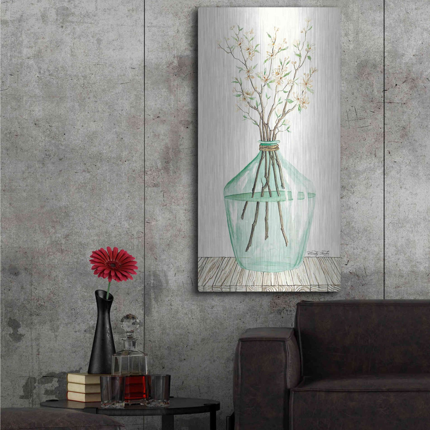 Luxe Metal Art 'Spring Blooms' by Cindy Jacobs, Metal Wall Art,24x48