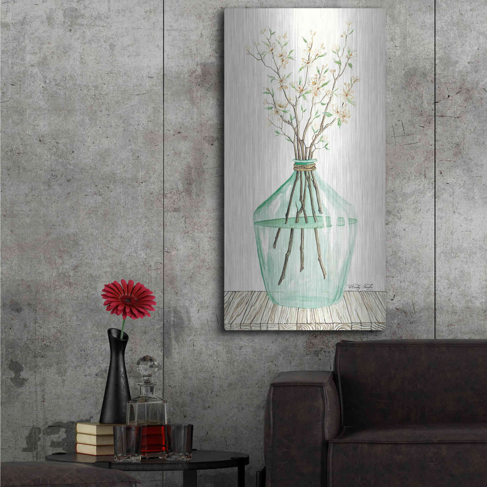 Luxe Metal Art 'Spring Blooms' by Cindy Jacobs, Metal Wall Art,24x48