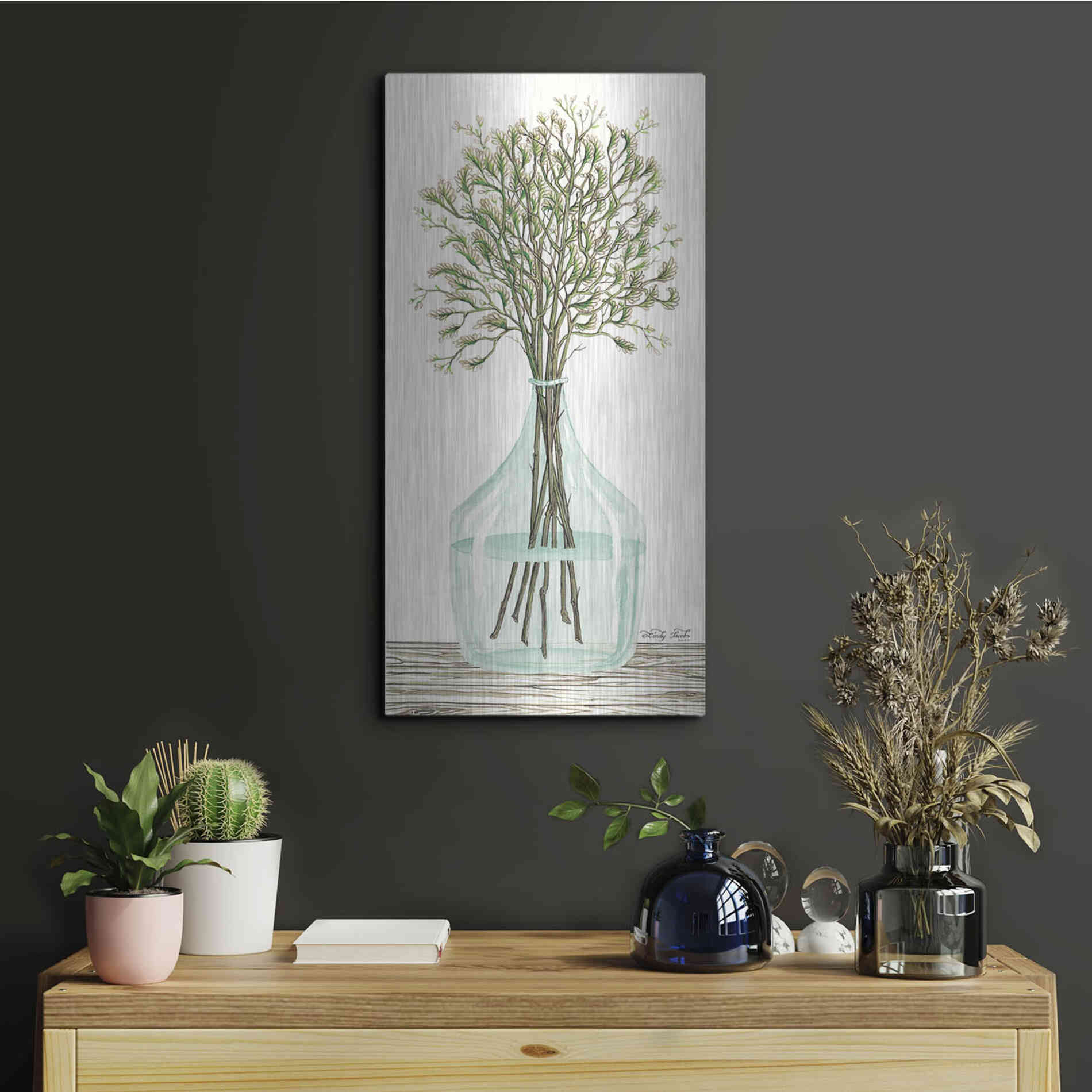 Luxe Metal Art 'Summer Blooms' by Cindy Jacobs, Metal Wall Art,12x24