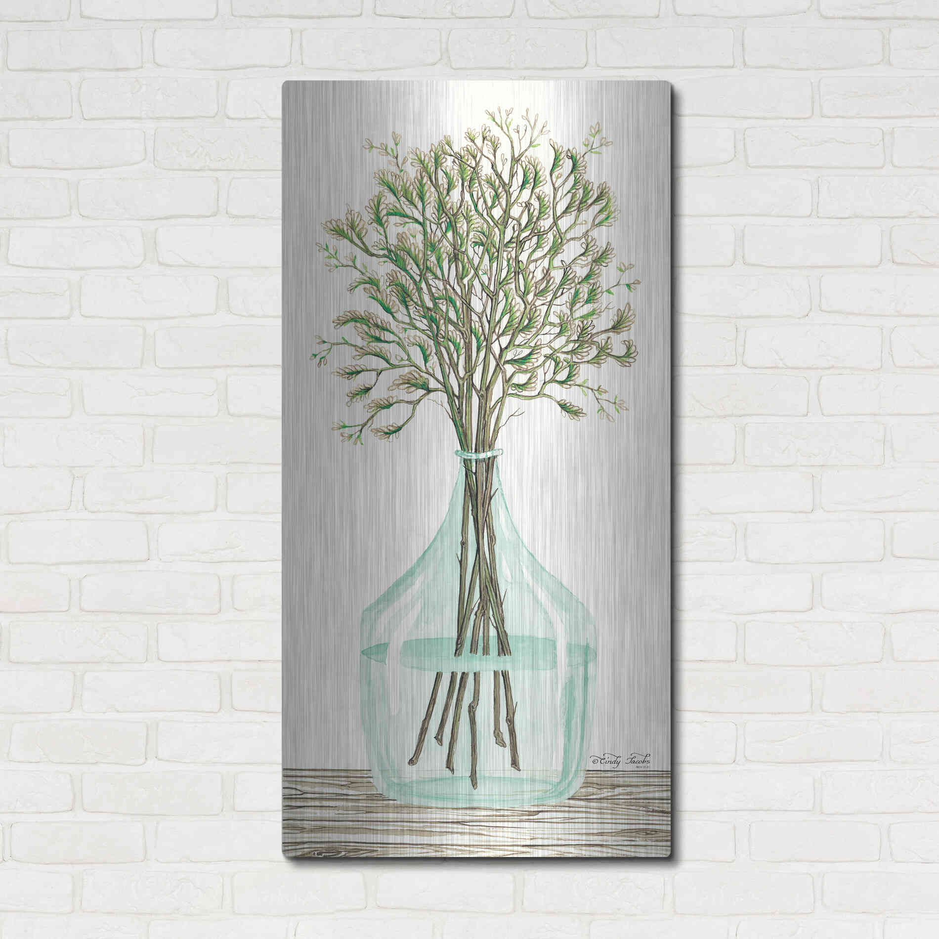 Luxe Metal Art 'Summer Blooms' by Cindy Jacobs, Metal Wall Art,24x48