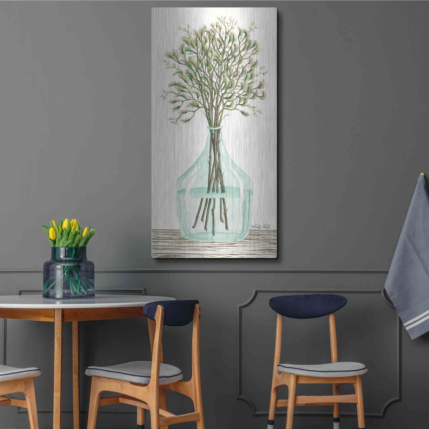 Luxe Metal Art 'Summer Blooms' by Cindy Jacobs, Metal Wall Art,24x48