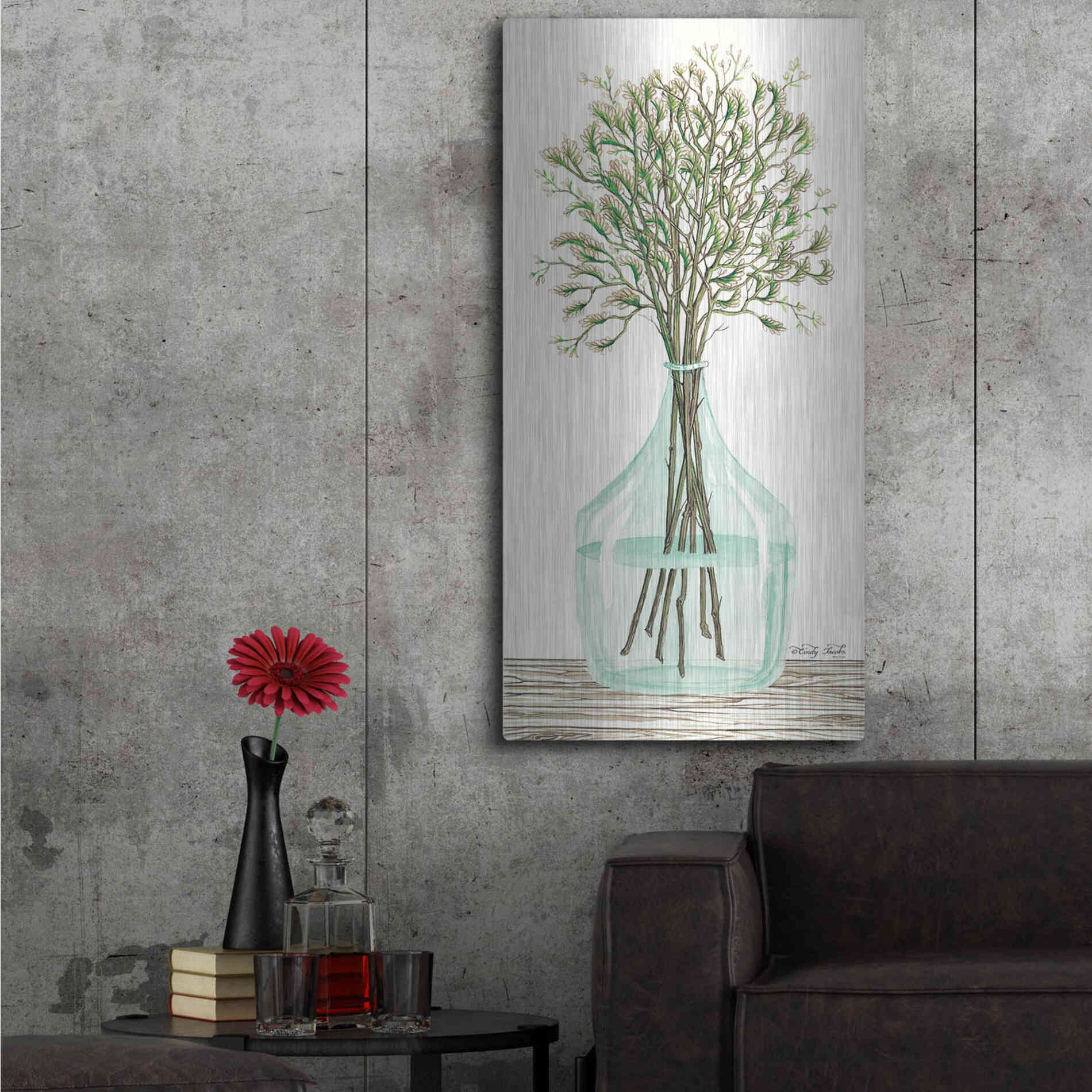 Luxe Metal Art 'Summer Blooms' by Cindy Jacobs, Metal Wall Art,24x48