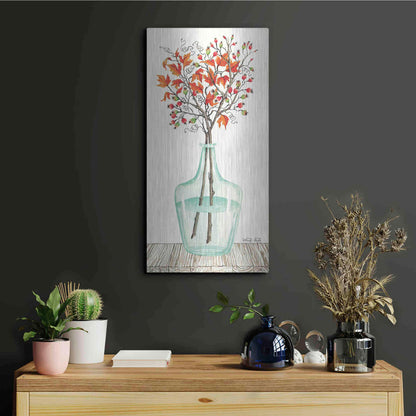 Luxe Metal Art 'Fall Blooms' by Cindy Jacobs, Metal Wall Art,12x24