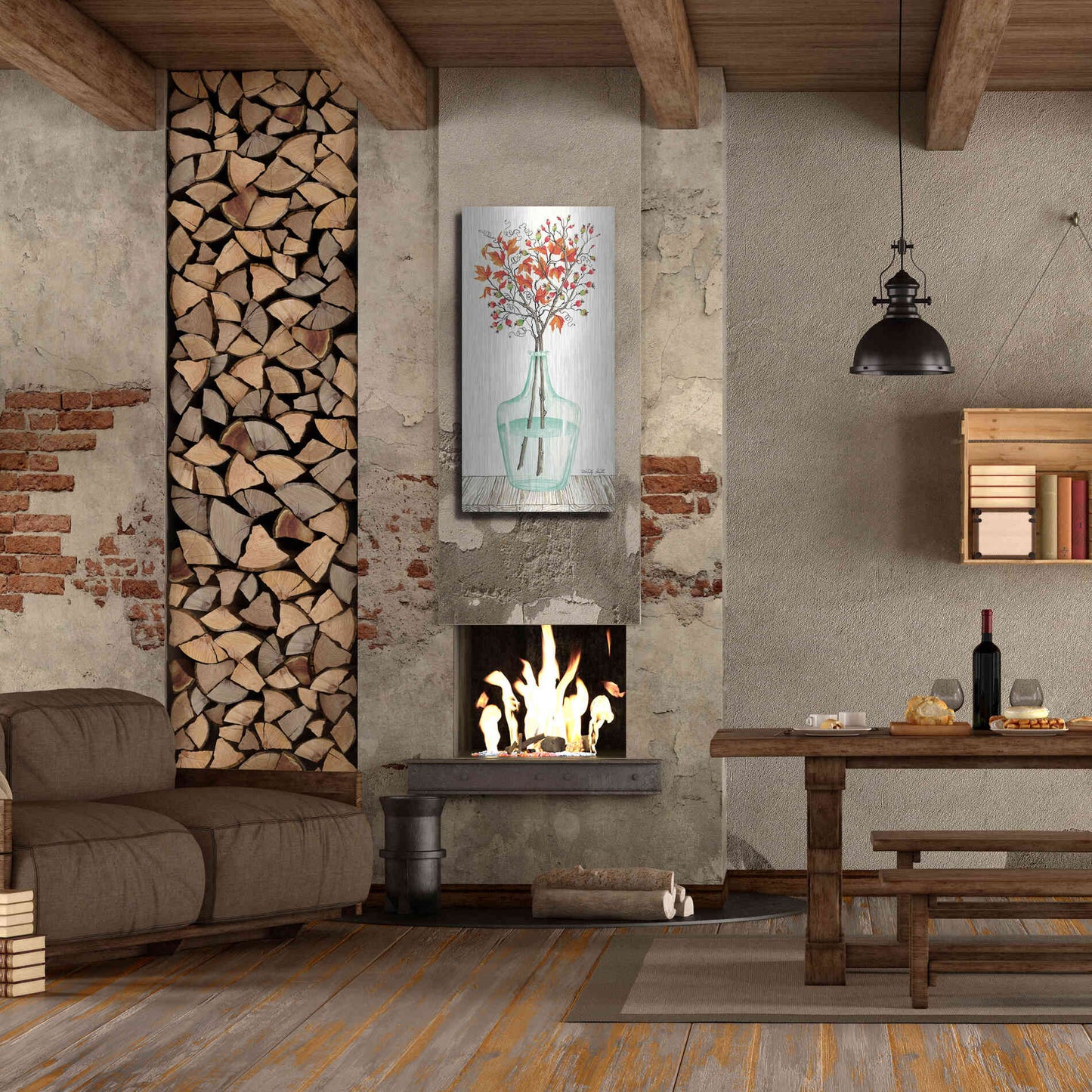 Luxe Metal Art 'Fall Blooms' by Cindy Jacobs, Metal Wall Art,24x48