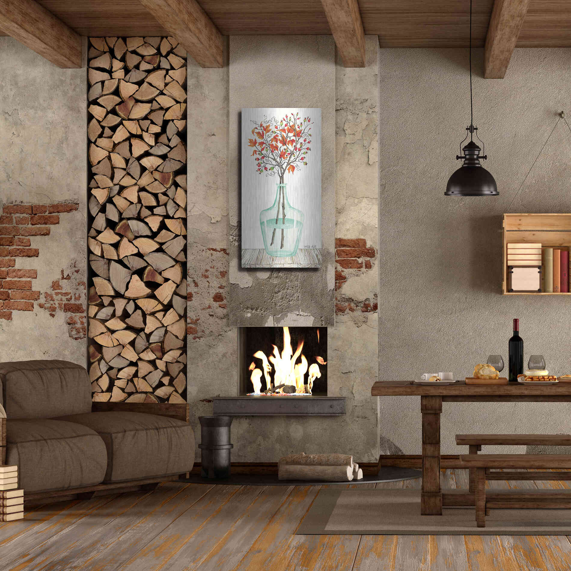 Luxe Metal Art 'Fall Blooms' by Cindy Jacobs, Metal Wall Art,24x48