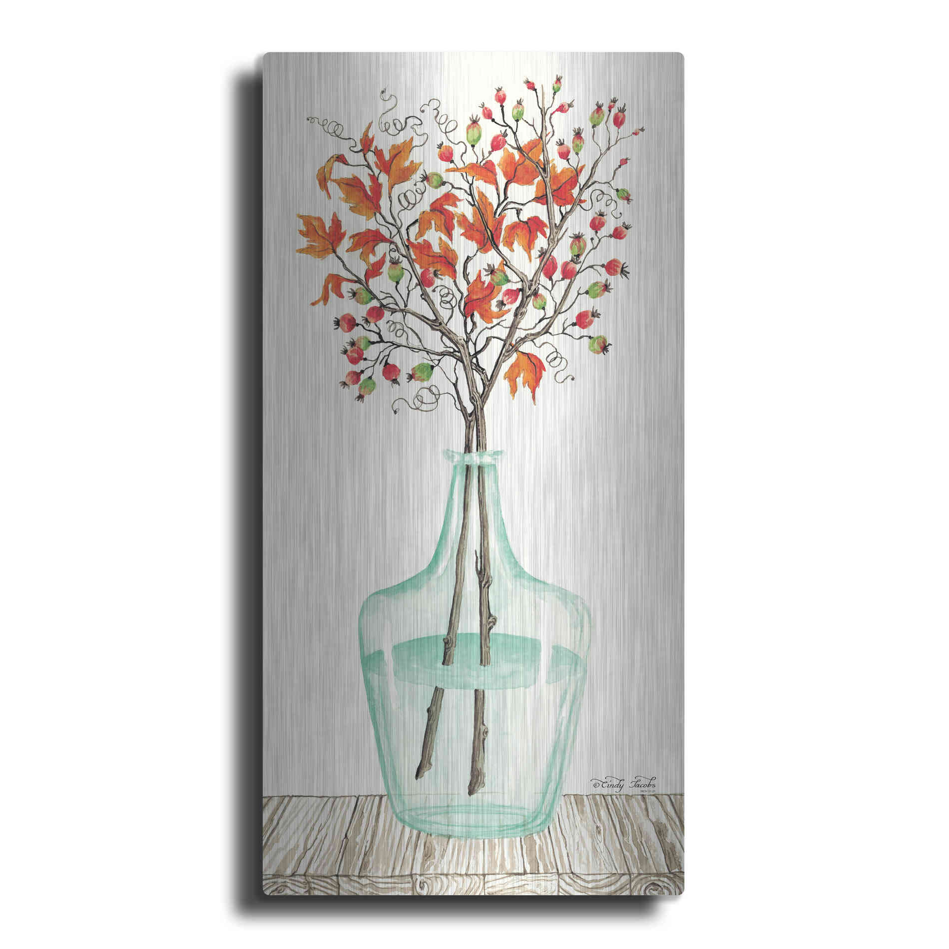 Luxe Metal Art 'Fall Blooms' by Cindy Jacobs, Metal Wall Art