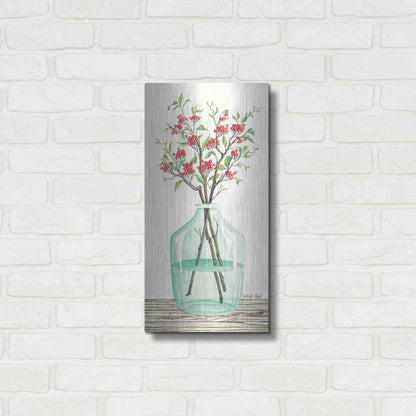 Luxe Metal Art 'Winter Blooms' by Cindy Jacobs, Metal Wall Art,12x24