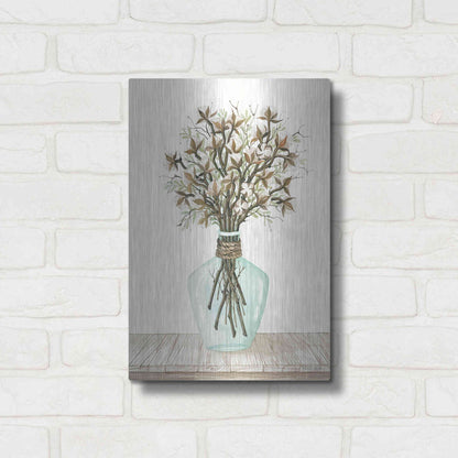 Luxe Metal Art 'Cotton Bouquet' by Cindy Jacobs, Metal Wall Art,12x16