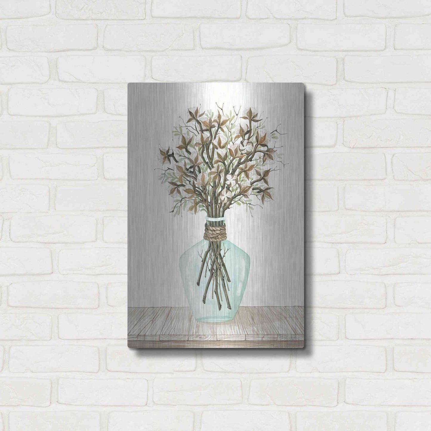 Luxe Metal Art 'Cotton Bouquet' by Cindy Jacobs, Metal Wall Art,16x24