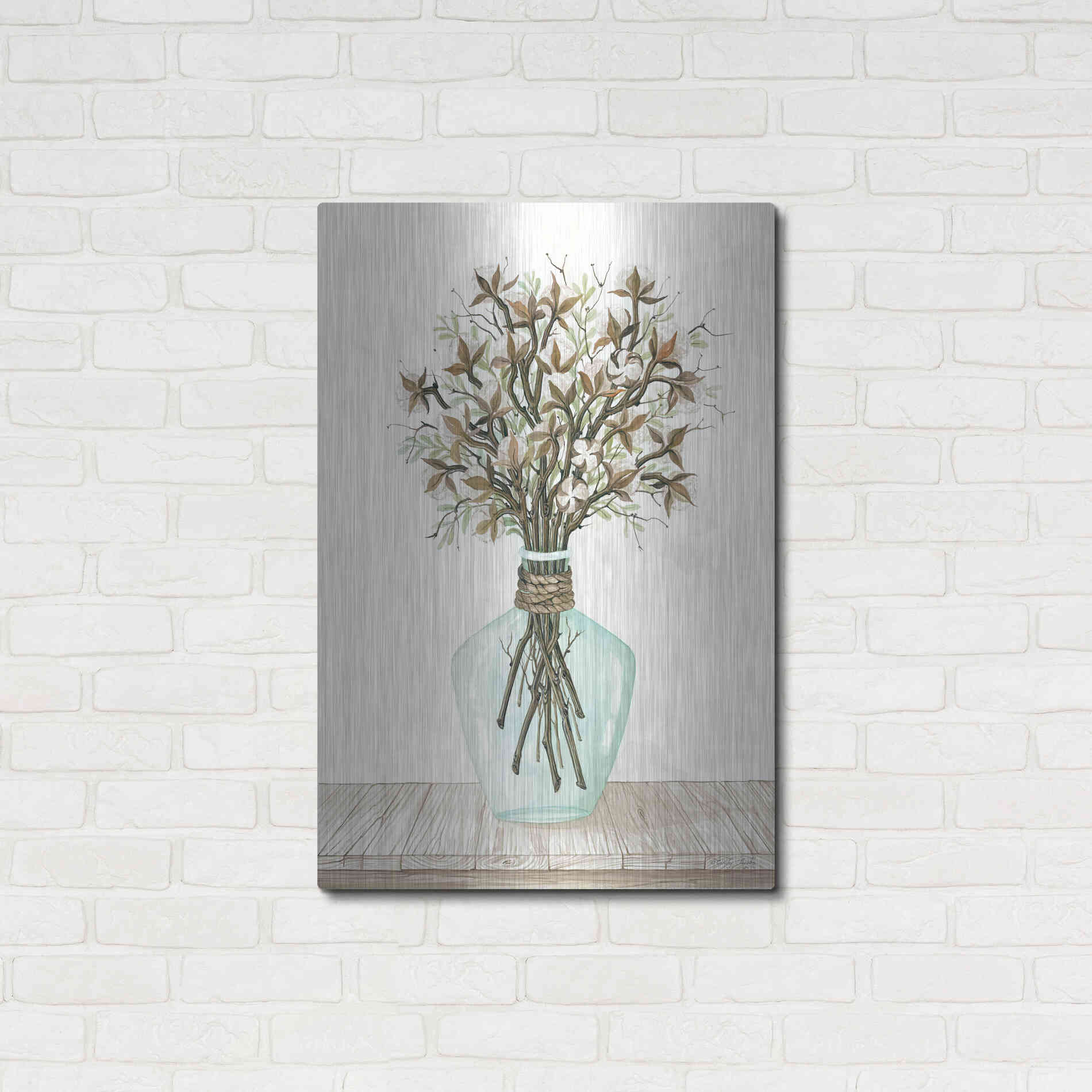 Luxe Metal Art 'Cotton Bouquet' by Cindy Jacobs, Metal Wall Art,24x36