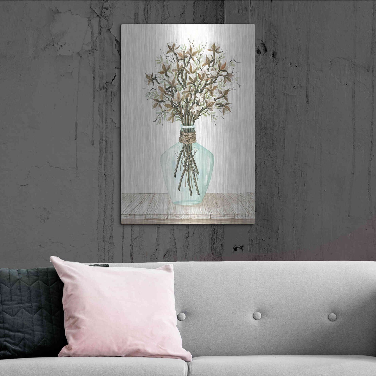 Luxe Metal Art 'Cotton Bouquet' by Cindy Jacobs, Metal Wall Art,24x36