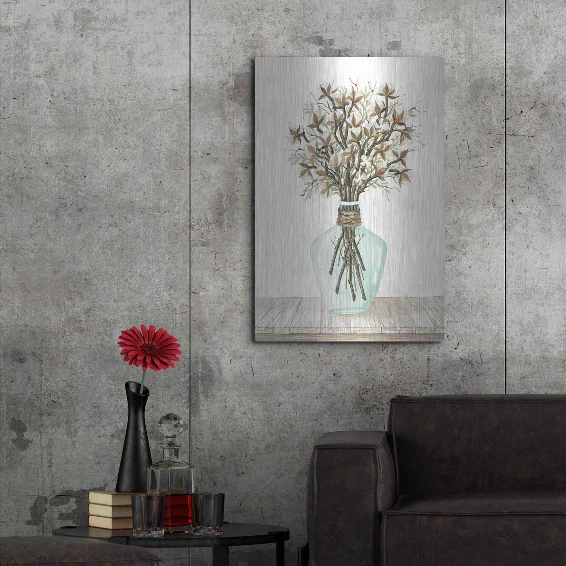 Luxe Metal Art 'Cotton Bouquet' by Cindy Jacobs, Metal Wall Art,24x36
