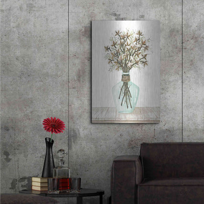 Luxe Metal Art 'Cotton Bouquet' by Cindy Jacobs, Metal Wall Art,24x36