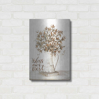 Luxe Metal Art 'Bless Our Nest Cotton Bouquet' by Cindy Jacobs, Metal Wall Art,16x24